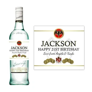 PERSONALISED BACARDI LABEL BIRTHDAY RUM BOTTLE GIFT PRESENT NAME AGE MEN WOMEN - Picture 1 of 2