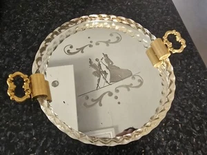 VINTAGE ITALIENISCHES MURANO VENEZIANISCHES GLAS SEIL GEÄTZT VERSPIEGELT WASCHTISCH TABLETT - Bild 1 von 2