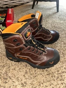 Thorogood Brown Slip Resisting Work Boots Sz mens 9m women’s 11m steel 804-4037 - Picture 1 of 7