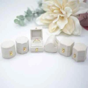 Creme Schimmer Georgian Vintage Schmuck Ring Box Leinen Samt Vorschlag - Bild 1 von 16