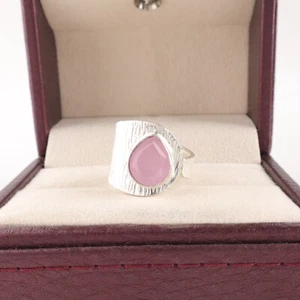 Rose Chalcedony Gemstone 925 Sterling Silver Ring Handmade Jewelry Ring For Gift - Picture 1 of 3
