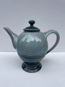 Tetera de cerámica artística de estudio vintage esmalte por goteo firmada - Imagen 1 de 14