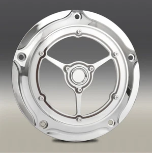 Clarity Derby cover Chromed For Harley Touring Street Glide Road king 2016-up - Bild 1 von 4