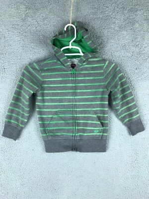 Tony Hawk Boys Long Sleeve Full Zip Gray Green Stripes Hoodie Size S 4 - Imagem 1 de 4