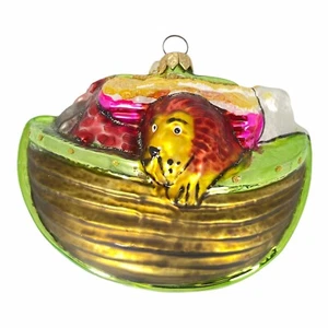 Mundgeblasenes Glas Noahs Bogen Ornament Tiere Elefant Löwe Giraffe 4”x 5,5”x 3” - Bild 1 von 7