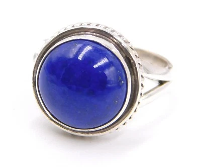 6 GM 925 Argento Sterling Naturale Lapislazzuli Gemma a Mano Misura Anello 7 " - Immagine 1 di 4