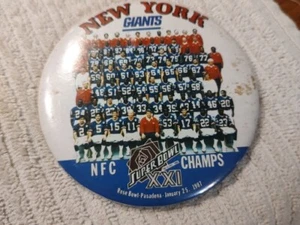 Vintage New York Giants 1986 NFC Champions Super Bowl XXI 3.5" Button Rare Find - Picture 1 of 4