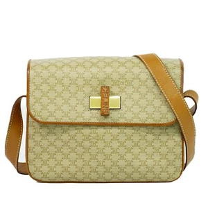 CELINE Macadam PVC Shoulder Crossbody Bag Beige Gold - Picture 1 of 10
