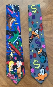 2 Looney Tunes Krawatten - Elmer Fudd, Taz und Daffy Duck 1993, 1994 - Bild 1 von 2