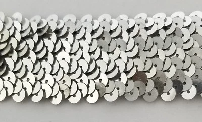 Ribete de lentejuelas elásticas de 4 filas (1,5") - 8 yardas continuas - ¡Muchos colores disponibles! Foto 1 de 2