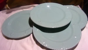 [LOT OF 4] Signature Stoneware Sorrento Aqua-Teal 11.25" Dinner Plates - Picture 1 of 12