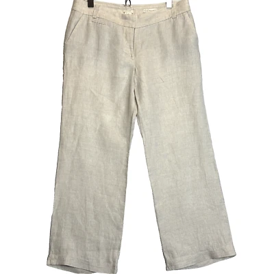 J. Pantalón Crew Café Pantalones de Lino Espiga WMs 10 Marfil Pierna Recta Ropa de Trabajo Foto 1 de 4