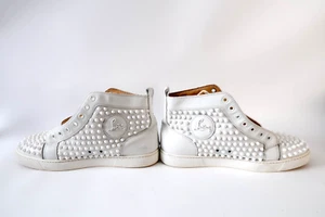 CHRISTIAN LOUBOUTIN Spike High Top White Sneakers Louboutin Size: 41 - Picture 1 of 16