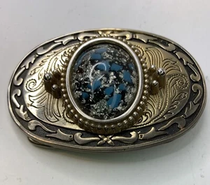 Vintage Gold Tone Western Style Metal Belt Buckle Floral Engraving READ - Picture 1 of 7
