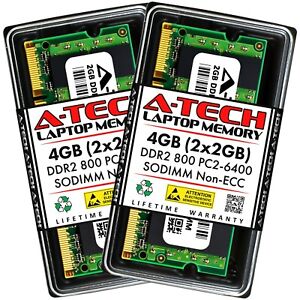 A-Tech 4GB 2 x 2GB PC2-6400 Laptop SODIMM DDR2 800 MHz Notebook Memory RAM 4G 2G