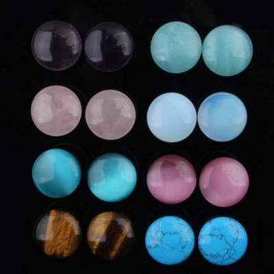 1 Pair Natural Stone Flesh Tunnel O-rings Ear Plug Trumpet Expander Stretcher - Imagem 1 de 4