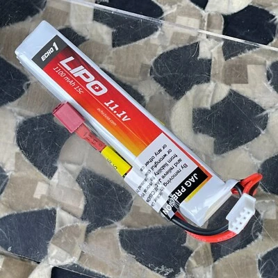 NEW Echo1 11.1V 1100mAh 15C Lipo Airsoft Battery T Connector #1T