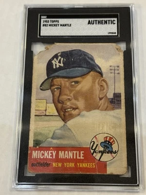 Auténtico Mickey Mantle Yankees 1953 Topps #82 SGC Foto 1 de 2