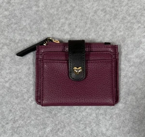Portatarjetas Juicy Couture ciruela negro dorado corazón identificación billetera estuche con cremallera preparación Y2K - Imagen 1 de 8