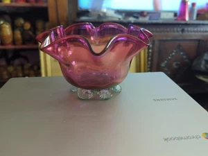 Antique 19th. Century Cranberry Glass Bowl - Picture 1 of 7