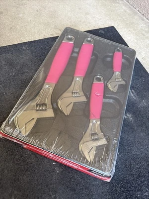 For Snap-On ELECTRIC PINK 6" 8" 10" 12" Adjustable Wrench Set FADH704CEP New - Image 1 of 4