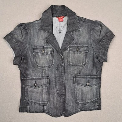 Chaleco de mezclilla con botones Y2K Guess para mujer talla *top de jean negro medio estrás Foto 1 de 4