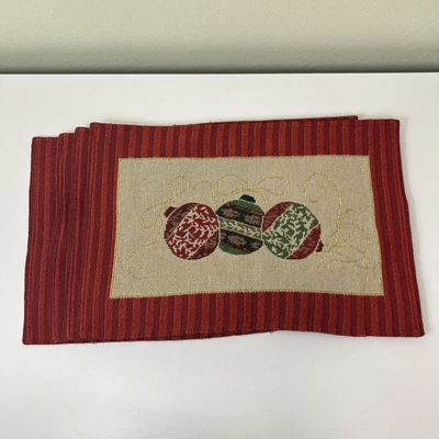 Juego de 4 manteles tapices adornos navideños vintage hilo dorado para brillo Foto 1 de 4