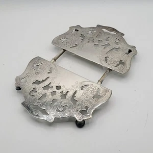 Vintage Crescent Silverplate Expandable Footed Trivet Hotplate Oval 9-11" #102 - Picture 1 of 9