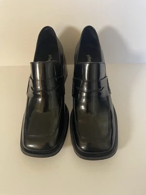 Mocasines Jeffrey Campbell charol negro tacón bloque punta cuadrada talla para mujer 6,5 Foto 1 de 4