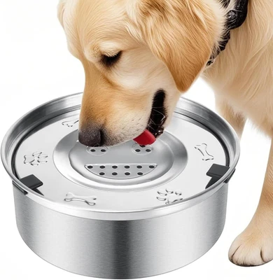 Ciotola Acqua Cane Antigoccia in Acciaio Inox–Grande Capacità per Cani Adulti E  - Immagine 1 di 4