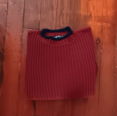 Perry Ellis America chunky roll neck pullover cotton red /Navy sz Sm VG vintage  - Image 1 of 4