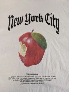 Herren T-Shirt Large Relaxed Fit H&M New York City Apple 5 Boroughs weiß - Bild 1 von 8