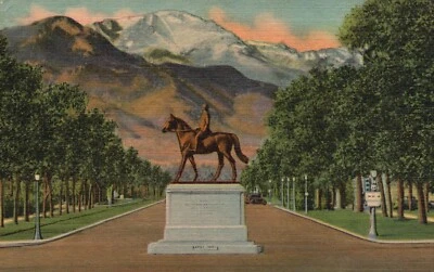 Postal CO Colorado Springs General Palmer Monumento Lino De Colección PC L7163 Foto 1 de 2