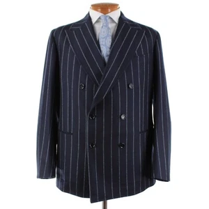 Stile Latino NWT Wool Double Breasted Two Piece Suit Size 56R 46R US Blue/White - Picture 1 of 12