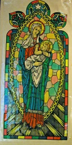 Vtg Window Film Stained Glass Madonna & Child 8 Assorted CRYSTOCOLOR DIV.C.C.P.C - Picture 1 of 12
