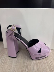 LOVE MOSCHINO scarpa con tacco lilla in vernice donna woman Size 37 12cm MOS64 - Picture 1 of 10