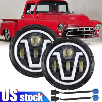 Par de faros LED DRL H4 H13 7 pulgadas para camioneta Chevrolet GMC 1947-1957 Foto 1 de 4