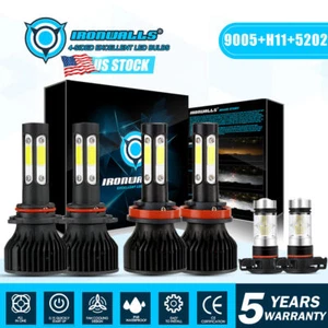 For Chevy Silverado 1500 2500 HD 2007-2015 6000K LED Headlights Fog Bulbs 4 Side - Picture 1 of 12