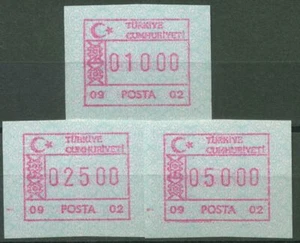 Turquía cajero automático 1992 adornos 09 02, juego de 3 valores cajero automático 2.6 s sin usar - Imagen 1 de 1