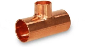 3/8" x 3/8" x 1/4 in C x C x C Reducing Copper Tee Sweat Connection Pipe Fitting - Picture 1 of 4