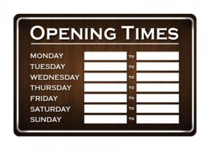Business Opening Times Door Sign Shop Hours Notice Open Closed 12" x 8" with Pen - Picture 1 of 3