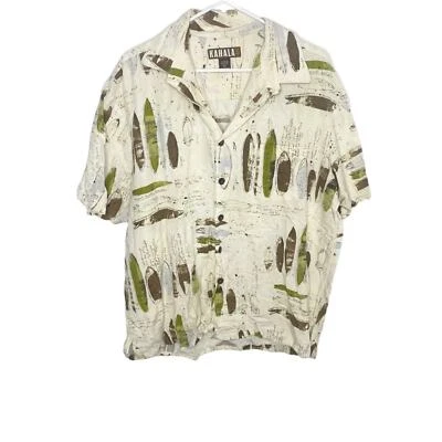 Kahala Hombre Camisa Hawaiana Tablas de Surf Talla XL Informal Vacaciones Viaje Cuello Foto 1 de 4