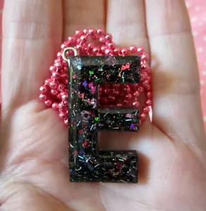 Letter "E" Necklace Initial Name Personalized - Handmade Resin - Picture 1 of 3