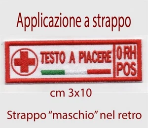 PATCH RICAMO TOPPA PERSONALIZZATO NOME CROCE ROSSA GRUPPO SANGUIGNO A STRAPPO - Foto 1 di 1