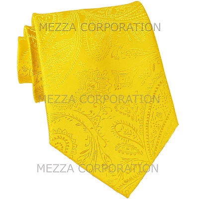 Nova gravata masculina de poliéster Vesuvio Napoli paisley casamento formatura formal amarela - Imagem 1 de 2
