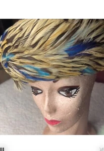 Easter Hat Feathers Vintage Jille Original Pillbox Cloche Retro Style - Picture 1 of 11