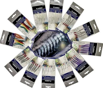 12 Pack  Fishing  Mackerel Feather Assortment Sea Fishing beach Boat rig lures  - Image 1 of 2