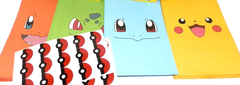 Новые бумажные пакеты для лакомств Pokemon 28 Pikachu Charmander Squirtle Bulbasaur - Изображение 1 из 1