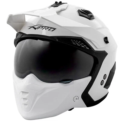 A-PRO SRL Jet Helmet Cafe Racer Open Face Motorcycle SunVisor Custom Scooter White