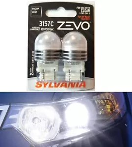 Sylvania ZEVO LED Light 3157C White 6000K Two Bulb Front Turn Signal Park Lamp - Picture 1 of 12
